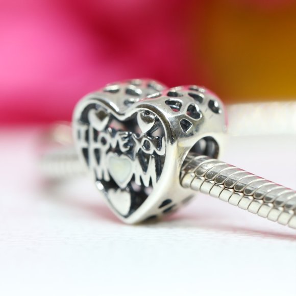 Pandora I Love You Mom Heart Sterling Silver Charm 792067EN23 - Picture 2 of 3
